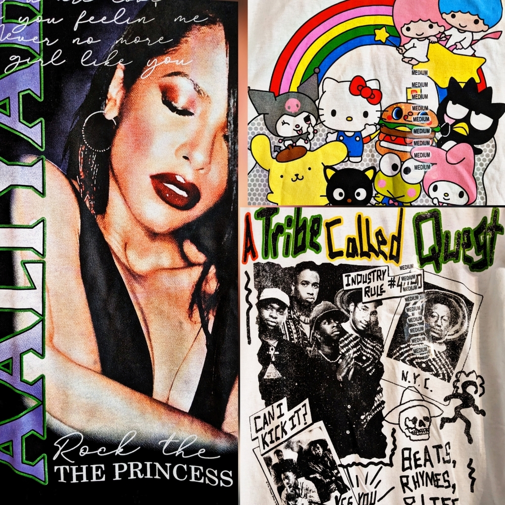 Men's Women's Unisex Aaliyah Hello Kitty A Tribe Called Quest retro 90s sz Med
